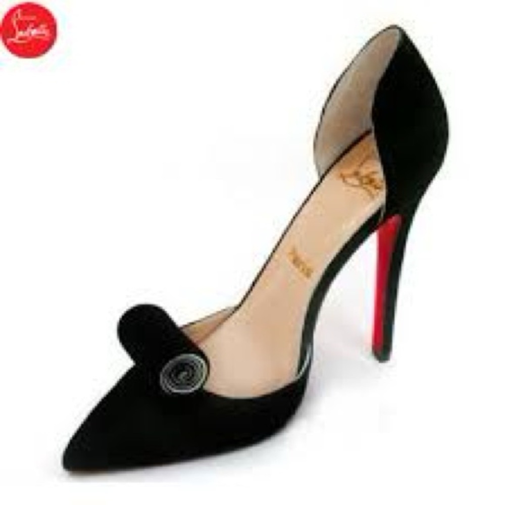 Christian Louboutin Black Satin D'Orsay Pumps